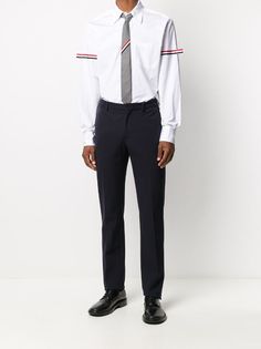 Thom Browne RWB Stripe Buttoned Shirt - Farfetch Plain White Shirt, Buttoned Shirt, Shoes Prada, Miu Miu Shoes, Prada Bags, White Shirts, Thom Browne, Button Shirt, Shirt White