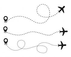 an airplane is flying through the air with gps markers on it's sides, as well as a dotted line