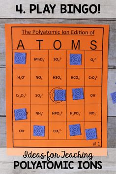 an orange and blue activity board with the words, i play bingo on it