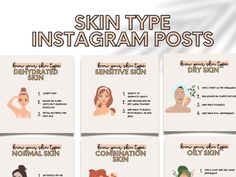 four different types of skin type instagram posts