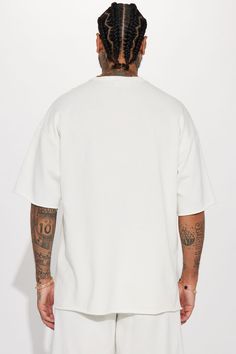 Available In White. Crew Neck Short Sleeve 60% Cotton 40% Polyester Imported | Mens I Like How It Looks Oversized Terry Short Sleeve Tee Shirt in White size 2XL by Fashion Nova Relaxed White Tops With Graphic Print, White Relaxed Tops With Graphic Print, Relaxed White Top With Graphic Print, Oversized Short Sleeve Basic Shirt, Relaxed White Short Sleeve Shirt, Relaxed White Short Sleeve Top, White Drop Shoulder Top For Streetwear, Relaxed Short Sleeve Tops For Streetwear, Oversized Casual Drop Shoulder Tops