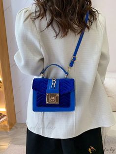 Bird in Bag - Quilted Chain Square Bag Chic Blue Bag With Chain Detail, Chic Blue Bag With Chain, Chic Blue Chain Bag, Chic Square Bag With Chain Detail, Chic Square Bag With Chain Strap, Chic Blue Bag With Chain Strap, Chic Tote Flap Bag With Chain Strap, Blue Rectangular Bag With Chain, Blue Rectangular Bag With Chain Detail