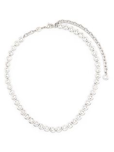 silver-tone rhodium plating bezel setting Swarovski crystal embellishment silver-tone logo plaque adjustable fit lobster claw fastening Tennis Necklace, Crystal Embellishment, Necklace Silver, Bezel Setting, Lobster Claw, Swarovski Crystal, Rhodium Plated, Silver Necklaces, Womens Jewelry Necklace