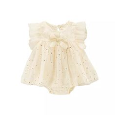 Baby Girl Sparking Ivory Romper Dress