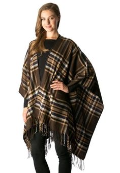 This neutral Brown Plaid Ruana with Fringe can be worn with anything, proving itself to be a go to piece that will keep you cozy all season long! 100% acrylic Brown Plaid, Shawl, Kimono Top, Fall Outfits, Plaid, Women's Top, Autumn Outfits