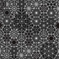 an abstract black and white background with many small stars in the center, as well as circles