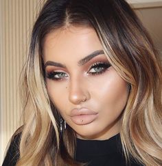 Hot Lips, Makeup Face, Makeup Inspiration, Makeup Looks, Eye Makeup, Hair Makeup, Nose Ring, Lips, Makeup