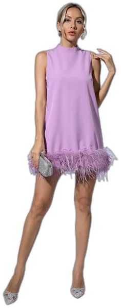 Feather Mini Dress, Purple Feather, Product Images, High Collar, Style Design, Put On, Feathers, The Dress, High Heels