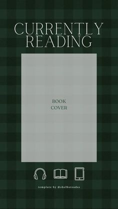 the book cover for currently reading with headphones and earbuds on green checkered background