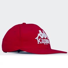 Nwt Kappa Bzadem Twill Baseball Cap Snapback Embroidered Logo Marks The Front Of Flat-Bill Baseball Cap. Cotton Red Sports Flat Cap, Red Flat Cap For Sports, 5 Panel Hat, Panel Hat, Snap Backs, Logo Mark, Dad Hats, Baseball Cap, Baseball Hats