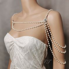 Pearl Beaded Body Chain For Wedding, Elegant White Body Jewelry For Evening, Elegant Beaded Pearl Body Jewelry, Elegant White Pearl Chain Body Jewelry, Elegant White Body Jewelry With Pearl Chain, Elegant Pearl Chain Backdrop Necklace For Evening, Elegant Evening Backdrop Necklace With Pearl Chain, Elegant Beaded Body Jewelry For Wedding, Delicate Pearl Chain Backdrop Necklace For Party