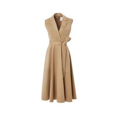 Carolina Herrera trench dress with self belt Notch lapels; button front Sleeveless Side slip pockets Midi length Fit and flare silhouette Cotton/elastane Made in Italy Dressy Hats, Carolina Herrera Dresses, Pa School, Trench Dress, Spring Styles, Cocktail Jacket, Car Coat, School Graduation, Bride Dresses