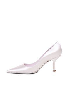 -Satin décolleté -Tapered tip -Heel: 5 cm -Made in Italy -Colour: Bridal white Formal White Satin Wedding Shoes, White Satin Wedding Shoes For Formal Occasions, Elegant White Satin Wedding Shoes, Feminine Satin Pointed Toe Heels, Chic Silk Heels For Wedding, Wedding Court Shoes With Deep Heel Cup, Elegant Satin Wedding Shoes For Spring, White Satin Wedding Shoes With Pointed Toe, Elegant Satin Heels For Evening