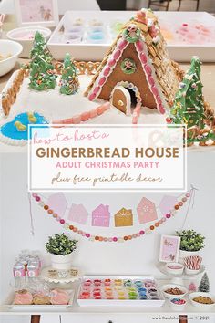 gingerbread house adult christmas party with free printables