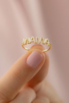 10k 14k 18k Solid Gold Diamond Mama Ring, Handmade Mother Ring for Mom, New Mom Ring Mother's Day Gift Jewelry, Dainty Gold Mother Stacking RingMother's Day Gift Collection Products are perfect choice for a Christmas, Mother’s Day, birthday, wedding, anniversary, gift. It’s a good way to show appreciation to your mom, wife, or grandmother Also, a special treat just for yourself.  FEATURES• Made to order• Solid Gold (real gold, not gold plated or gold filled material)• Gold Karat: 10K (417) - 14K White Gold Promise Ring For Mother's Day, White Gold Open Ring Jewelry For Mother's Day, Mother's Day White Gold Open Ring Jewelry, Hallmarked 14k Gold Diamond Ring For Valentine's Day, Mother's Day White Gold Open Ring, Open Ring Jewelry For Anniversary On Mother's Day, Fine Jewelry Open Ring For Mother's Day, Personalized 14k Gold Diamond Promise Ring, Hallmarked Ring For Mother's Day Anniversary