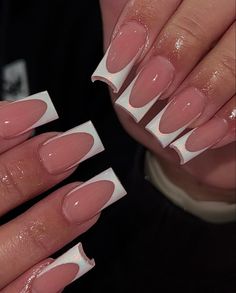 Rectangle French Tip Nails, Tapered Square Acrylic Nails, Fake Nails Designs, Pointed Nails, Girly Acrylic Nails, French Tip Acrylic Nails, Classy Acrylic Nails, Short Square Acrylic Nails, Acrylic Nails Coffin Pink