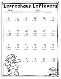 the printable worksheet for leprechann leftovers is shown in black and