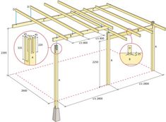 an image of a wooden structure with measurements