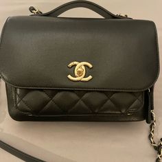 Quilted Leather 7.5x5.75x2.75 Good Condition Chanel Bags, Quilted Leather, Chanel Bag, Chanel, Bag Lady, Black White, Black And White, Leather, White