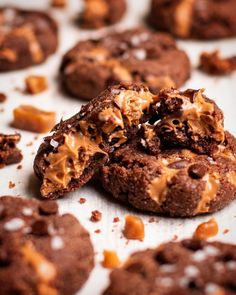 chocolate cookies with peanut butter on top