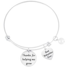 PRICES MAY VARY. Engraved "Thank You for Helping Me Grow ". Best babysitter ever Charm Bracelet is a good way to express your appreciation to Babysitter. As perfect Birthday, Thanksgiving Day, Christmas Day,or Just Because Gifts. Perfect gift for babysitter to celebrate important events. ❤Premium Material❤- Made of high quality 316L stainless steel, it doesn’t rust, change color or tarnish. We use firmer, stronger and thicker o-rings to connect charms to the wire bangle so that they will not eas Thanks For Helping Me Grow, Gift For Nanny, Babysitter Gifts, Birthday Thanksgiving, Wire Bangles, Help Me Grow, Just Because Gifts, Disc Pendant, Girls Jewelry