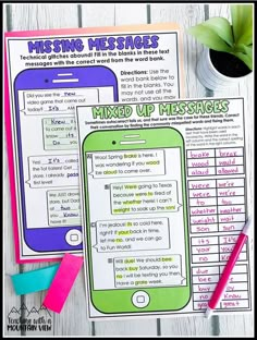 an image of missing messages worksheet