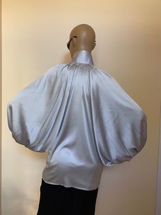 "This is a very stylish Womens Silk blouse. It is comfortable and cozy. Made for a free flowing fit. Great for all year around and for any special occasion or casual day can be dressed up or dressed down. SIZE CHART SIZE S - US 6, UK 8, EU 36 bust: bust around 34.5\"/90cm Waist: waist around 27.5\"/70cm Hips: hips around 34.5\"/90cm For more beautiful designs, please visit and my new shop: https://www.etsy.com/shop/JustMariyaFromBG?ref=seller-platform-mcnav" Satin V-neck Top For Office, Elegant V-neck Party Shirt, Satin Long Sleeve Top For Office, Chic Silk Blouse In Solid Color, Chic Silk Blouse, Chic Solid Color Silk Blouse, Satin Tops For Office In Fall, Elegant Silk Blouse In Solid Color, Silk Tops For Night Out In Fall