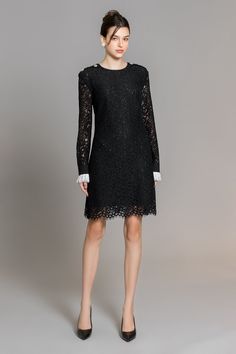 This Zhuri A-line dress exudes elegance with its round neck and intricate lace detailing. Its above the knee length adds a touch of sophistication, making it perfect for any occasion. Elevate your wardrobe with this luxurious and timeless piece. Above The Knee Dress, Types Of Lace, Mean Blvd, Mesh Laundry Bags, Knee Dress, Neck Lace, Above The Knee, Lace Fabric, Timeless Pieces