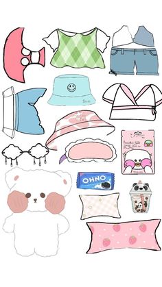 the paper doll has many different items on it