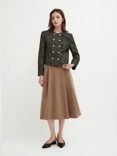 Composition : POLY 54 + RAYON 24 + WOOL 20 + SPAN 2Color : Deep Beige, BlackCountry of Origin : KOREA Pin Tucks, Midi Skirt, Composition, Wool, Skirt, Clothes For Women, The Originals, Quick Saves, Clothes