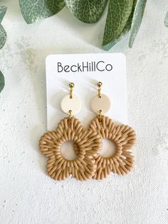 the earrings are made out of wood and plastic