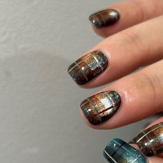 Short Punk Nails, Art Nouveau Nails, Nurse Nails, Plaid Nail Designs, Punk Nails, Plaid Nails, October Nails, Nails Only