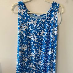 Draper James Blue Nighty With White Flowers, Tag Is Still On The Dress! Size L/Xl Plus Size Nighties, Two Piece Lounge Set, Ruffle Gown, Pyjamas Womens, Flowers Color, Sleeveless Gown, Draper James, Nightgowns For Women, Red Gingham