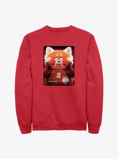 Disney Pixar Turning Red Panda Poster Sweatshirt Red Crew Neck Sweatshirt For Fan Merchandise, Red Crew Neck Sweatshirt For Fans, Red Sweatshirt For Fan Merchandise, Fall Season, Red Sweatshirt For Fan Merchandise In Fall, Red Sweatshirt For Fall Fan Merchandise, Red Winter Fan Gear Tops, University Red Fleece Crew Neck Sweatshirt, University Red Crew Neck Fleece Sweatshirt, Red Sweatshirt For Fan Gear In Winter