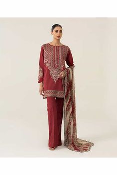 3 PIECE - EMBROIDERED LAWN SUIT | SIGNATURE LAWN VOL 4 | SAPPHIRE in UK USA UAE online kapraye.com Elegant Red Cambric Kurta, Elegant Red Cambric Unstitched Suit, Elegant Red Cambric Dupatta, Red Fitted Cambric Sets, Fitted Red Cambric Set, Elegant Red Lawn Suit In Cambric, Elegant Red Cambric Lawn Suit, Elegant Red Cambric Set, Elegant Red Dupatta With Printed Motifs