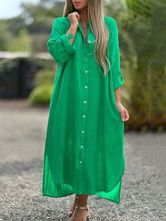 SkuCY-!133725Material50%-70% Polyester , >50%Cotton StyleLoose , A-line , High-low , Long Sleeves FeatureButtoned , Split-side NecklineLapel OccasionCasual , Leisure Fashion SeasonsSpring , Autumn TypeMaxi Dresses , Shirt Dress ColorBLUE,WHITE,GREEN,BLACK,ORANGE,LIGHT GREEN,YELLOW GREENSizeS,M,L,XL,2XL,3XL,4XL,5XL Please consult the size chart we provide for this item's measurements to help you decide which size to buy.Please note: There may be 1-3cm differ due to manual measurement.CMINCHBustSl Summer Cotton Dresses, Tunic Shirt Dress, Linen Shirt Dress, Leisure Fashion, Orange Light, 60 Fashion, Maxi Shirt Dress, Weave Style, Basic Dress