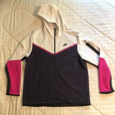 RARE Nike Sportswear Tech Fleece Full-Zip Hoodie 'White Purple Pink' CU4489-031 - This piece of clothing is 100% authentic, and new with the tags. Please message us with any questions. — All sales final. Please make sure to look at the sizes, pictures, and measurements before purchasing. The item in the picture is the item in the box. Shipping only within the 48 states. White Zippered Hoodie Sweatshirt, Technical Winter Hoodie For Gym, Technical Winter Gym Hoodie, White Hooded Activewear For Outdoor, Sporty White Hooded Jacket With Zipper, White Hooded Outdoor Activewear, White Hooded Hoodie With Zipper Closure, Nike Long Sleeve Hoodie For Sports Events, Technical Hoodie For Sports Season Streetwear