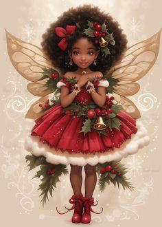 Celebrate the magic of the holiday season with this beautiful African American fairy-themed digital Season's Greetings card. Perfect for sending warm wishes to loved ones or using as a holiday display, this printable card features a lovely young fairy in festive attire, complete with holly leaves and berries. The design brings warmth, charm, and a joyful holiday spirit, making it an ideal choice for those seeking something unique and heartwarming this Christmas. Download instantly and print from the comfort of your home or send digitally to everyone on your holiday list! Details: Instant Download: No physical item will be shipped High-Quality Design: 300 DPI, suitable for printing or sharing digitally Size: One 5x7 inch card (perfect for standard printing)          One Digital in landscape African American Fairy, Black Christmas Cards, African American Holidays, African Christmas, Festive Attire, Seasons Greetings Card, Xmas Greetings, Christmas Download, Black Fairy