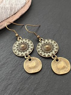 Boho Dangle Earrings, Bronze Drop Earrings, Ethnic Earrings, Statement Earrings, Antique Gold Earrings, Boho Jewellery Uk, Large Bohemian Bronze Bohemian Earrings, Seaglass Jewellery, Antique Gold Earrings, Diy Jewelry Earrings, Boho Jewellery, Bronze Earrings, Earrings Antique, Jewellery Uk, Ethnic Earrings