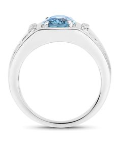 2.68ctw Natural London Blue Topaz Rhodium Plated 925 Sterling Silver Pinky Ring View 1 Topaz Meaning, Silver Pinky Ring, Greyish Blue, Imperial Topaz, November Birthstone, London Blue, Pinky Ring, London Blue Topaz, Topaz Gemstone