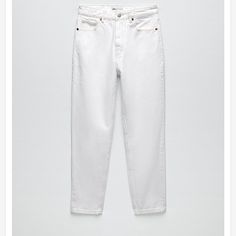 Zara Mom Fit Jeans White Color: White 100% Cotton New With Casual White Zara Jeans, Evie Core, Jeans For Boys, Mom Fit Jeans, Basic Jeans, Performance Costume, White Denim Jeans, Zara White, Jeans White