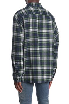 A classic plaid flannel shirt delivers rustic style and easy-wear comfort.Fit: this style fits true to size. Regular fit. Point collar. Single barrel square cuffs. Front placket. Chest flap pockets with button closures. Plaid print. Flannel construction. Curved hem. Approx. 29" length (size M). ImportedThis item cannot be shipped to Canada. Casual Yarn-dyed Button-up Flannel Shirt, Plaid Button-up Tops, Plaid Relaxed Fit Yarn-dyed Shirt, Plaid Yarn-dyed Shirt Relaxed Fit, Plaid Yarn-dyed Shirt With Relaxed Fit, Plaid Yarn-dyed Relaxed Fit Shirt, Casual Yarn-dyed Flannel Shirt For Fall, Casual Yarn-dyed Shirt For Fall, Casual Plaid Yarn-dyed Flannel Shirt