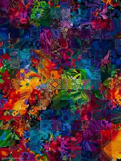 an abstract painting with many different colors