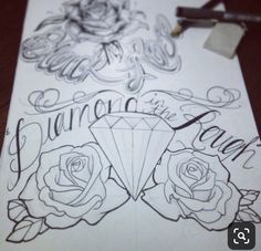 a piece of paper that has some writing on it with roses and an arrow next to it