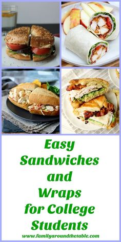 sandwiches and wraps for college students