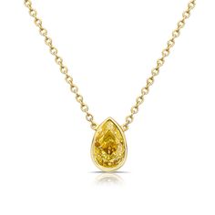 Bezel Set Light Yellow Pear Shape Diamond Necklace – Rare Colors Pear Shaped Diamond Necklace, Yellow Diamond Necklace, Chunky Gold Jewelry, Fancy Light, Fancy Lights, Purple Diamond, Diamond Education, Bezel Pendant, Grey Diamond