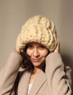 The coziest winter hat you have ever had! My granny knits all our chunky beanies from natural merino wool. We use soft yarn only, so you will be pleasantly surprised by your purchase! There is an Ivory color in the pictures. Any hat is available in more than 20 different colors! Please choose a color from our palette (the last photo). Get cheaper in a set with a scarf or knitted mittens! Treat yourself today with this hand-knitted hat from the super soft yarn. We will be happy to make a special winter accessory! If you want a custom detail, please contact us. We'll be glad to knit it according to personal measurements! ORDER DETAILS Usually, it takes 3-4 days to knit the hat or a set. WASHING Hand clean only. Use liquid detergent for wool. Water must be under 30ºC. Thank you for choosing u Cozy Hand Knitted Wool Beanie, Hand Knitted Wool Beanie For Winter, Cozy Wool Beanie Hat, Chunky Knit Wool Hat For Fall, Handmade Wool Beanie For Winter, Hand Knitted Merino Wool Hat For Fall, Cozy Wool Knit Hats, Cozy Wool Crochet Hat For Winter, Chunky Knit Hat For Cold Weather