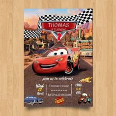 a birthday card with the character from cars