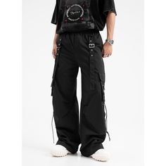 N-185-11 Alternative Style Summer Streetwear Pants, Alternative Summer Streetwear Pants, Alternative Style Wide Leg Summer Bottoms, Punk Style Baggy Wide Leg Pants, Baggy Punk Pants For Summer, Baggy Summer Punk Pants, Baggy Parachute Pants For Alternative Fashion, Baggy Wide Leg Punk Pants, Alternative Style Baggy Wide Leg Cargo Pants