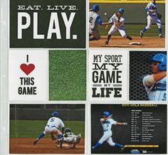 a collage of baseball players with words and pictures on them that say i love play